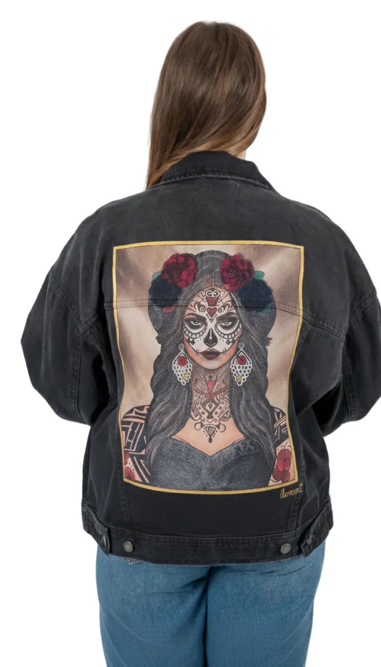 Chaqueta Denim Catrina personalizada pintada a mano (POR ENCARGO)
