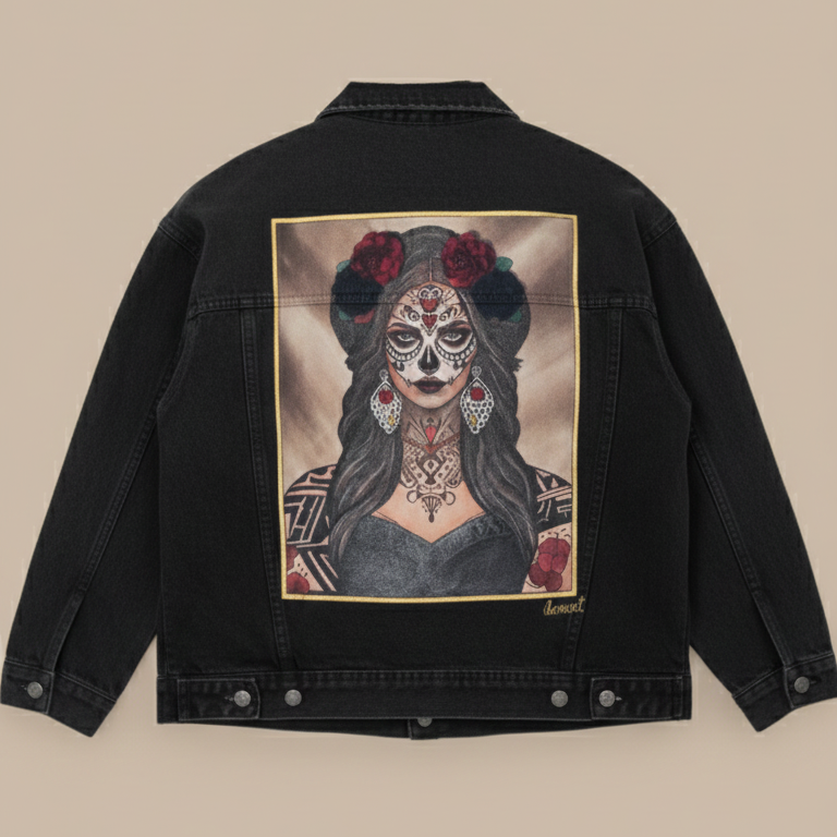 Chaqueta Denim Catrina personalizada pintada a mano (POR ENCARGO)