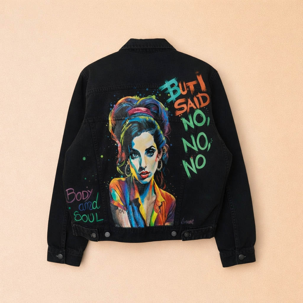 Chaqueta denim personalizada y pintada a mano The Soul Icon - (TALLA M DISPONIBLE)
